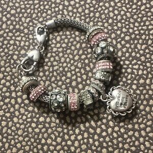 Elegant Silver and Pink Charm Bracelet by Brighton